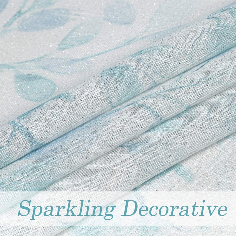 Central Park Leaf Floral Print Metallic Sheer Window Curtain Panel for Rustic Living Room/Bedroom Sparkling Decorative 6 Grommets Top Drape Panels Farmhouse Curtains, Teal Blue,40" x 84"x2, 2 PK - Image 5